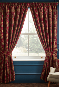 Shiraz Pencil Pleat, Burgundy - Ready Made Curtains